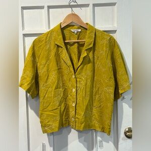 Madewell Mustard Yellow Floral Button-Up Top